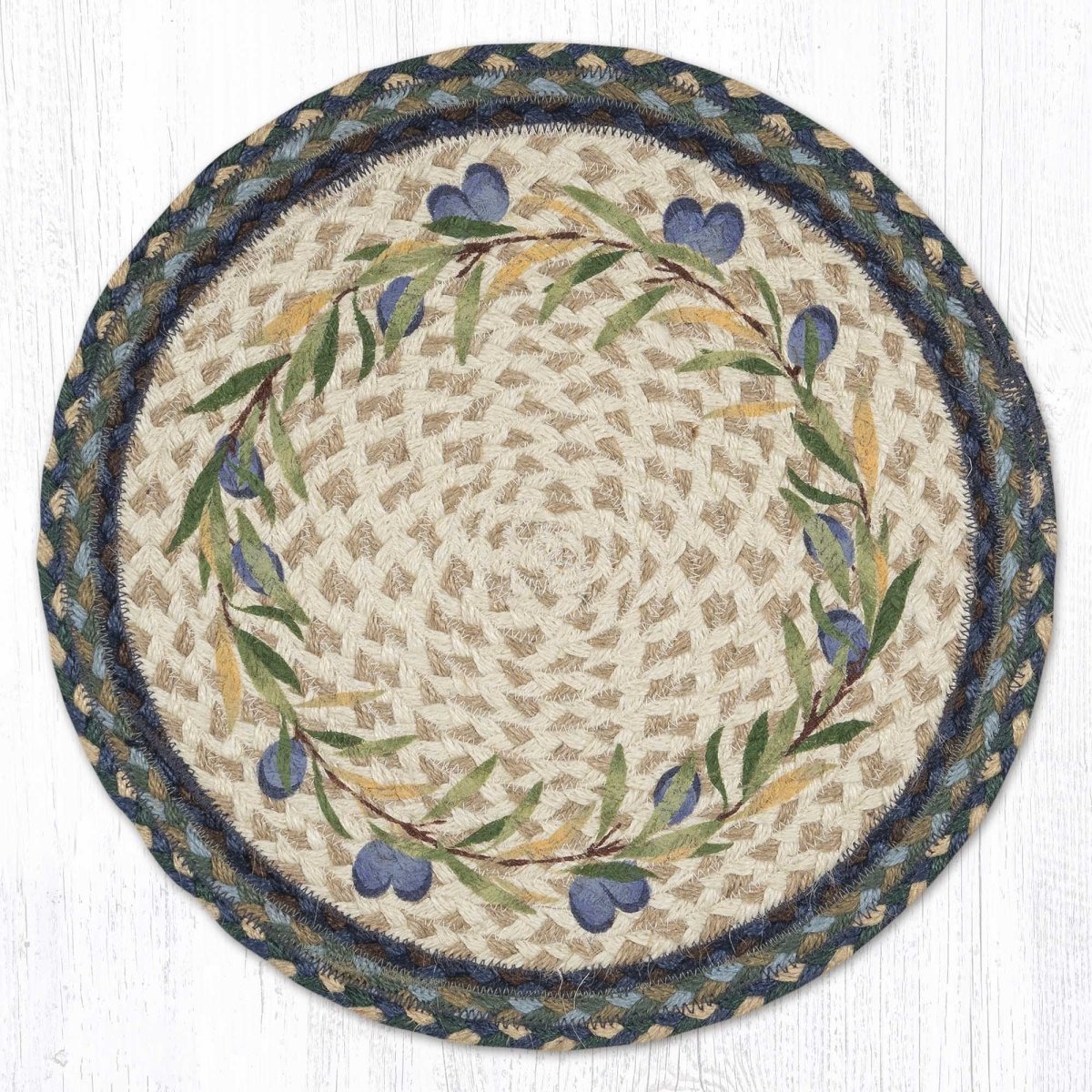 Olive Border Round Jute Placemat