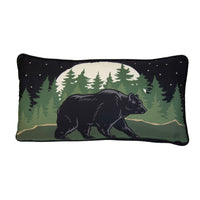 Foothills 3-Piece Quilt Set Deco Pillow, Bear in night forest, stars, moon