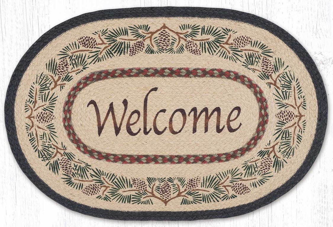 Pinecone Welcome Braided Rug - Ozark Cabin Décor, LLC