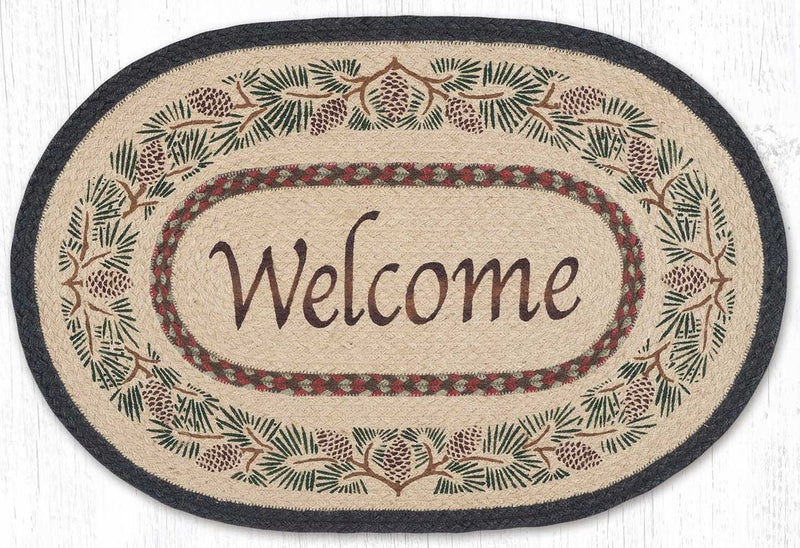 Pinecone Welcome Braided Rug - Ozark Cabin Décor, LLC