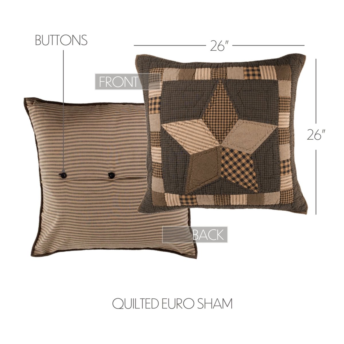 Farmhouse Star Quilt Collection - Euro - Ozark Cabin Décor, LLC