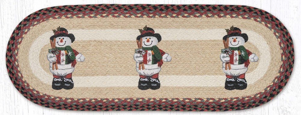 Snowman in Top Hat Oval Table Runner - Ozark Cabin Décor, LLC