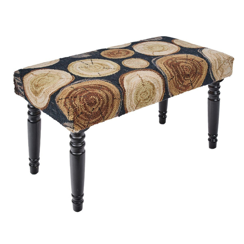Wood Slices Hooked Bench - Ozark Cabin Décor, LLC