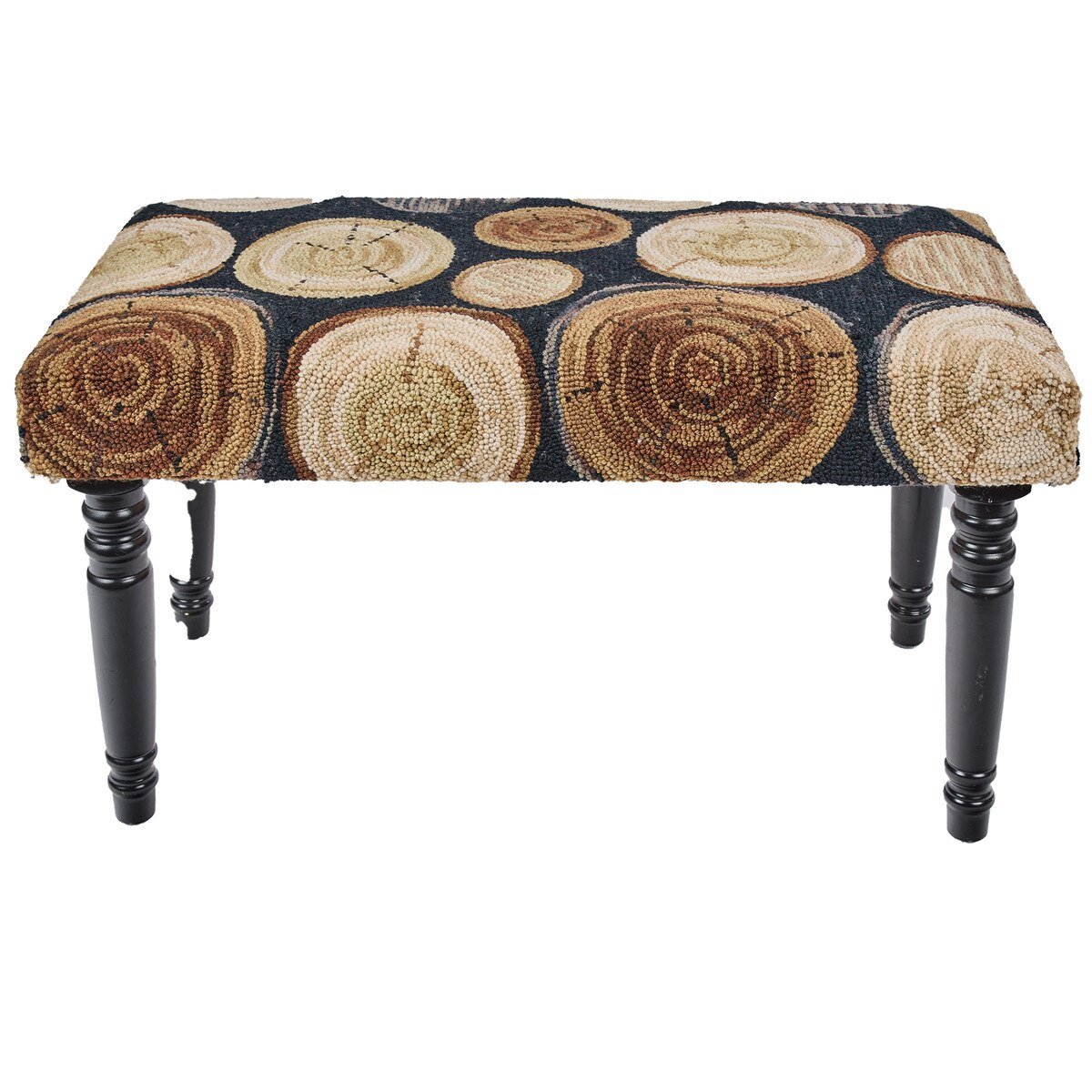 Wood Slices Hooked Bench - Ozark Cabin Décor, LLC