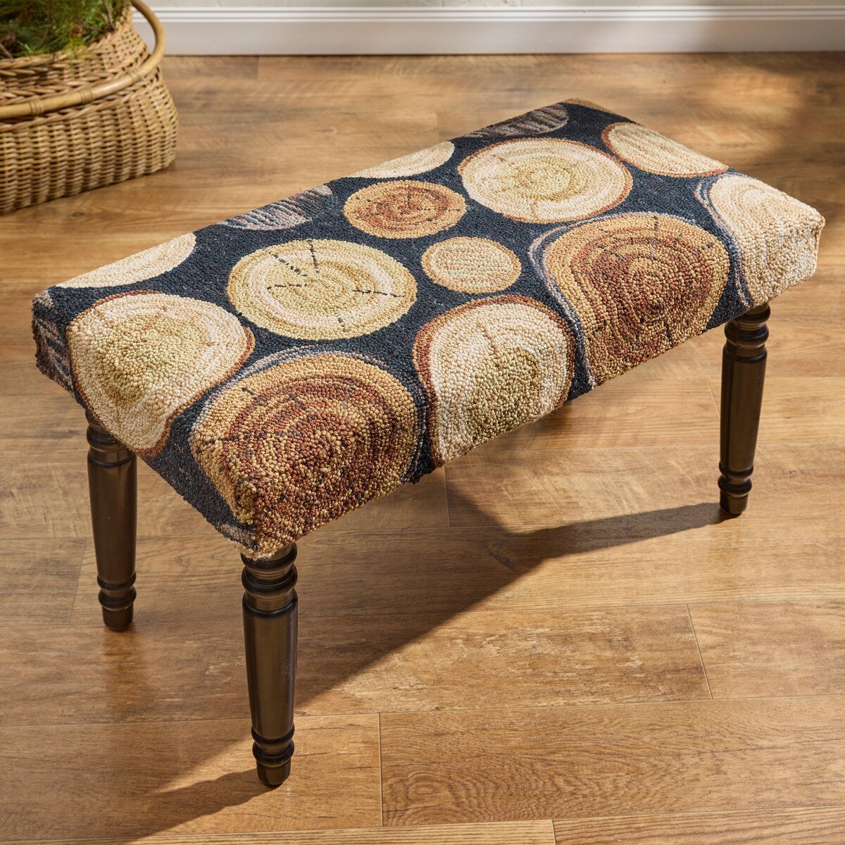 Wood Slices Hooked Bench - Ozark Cabin Décor, LLC