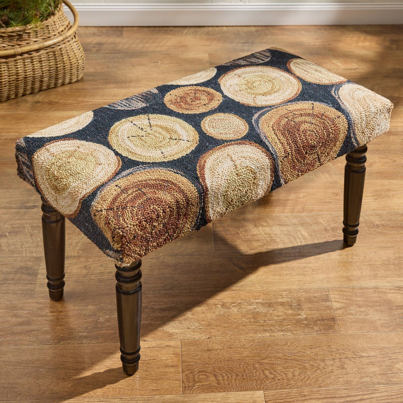 Wood Slices Hooked Bench - Ozark Cabin Décor, LLC