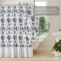 Annie Blue Floral Ruffled Shower Curtain