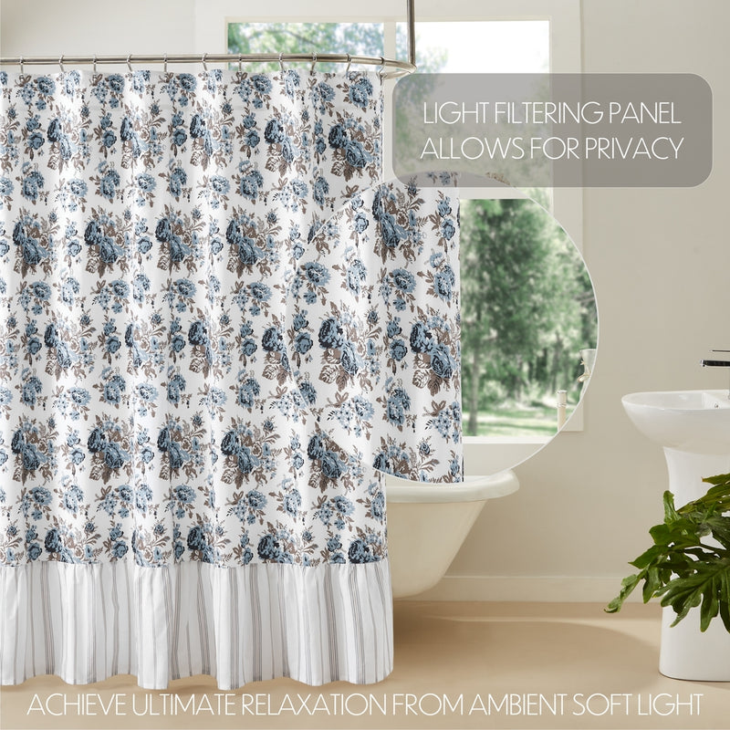 Annie Blue Floral Ruffled Shower Curtain