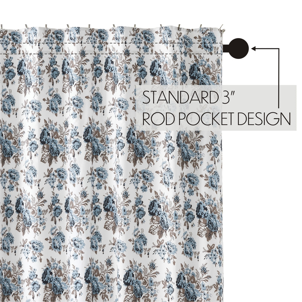 Annie Blue Floral Ruffled Shower Curtain