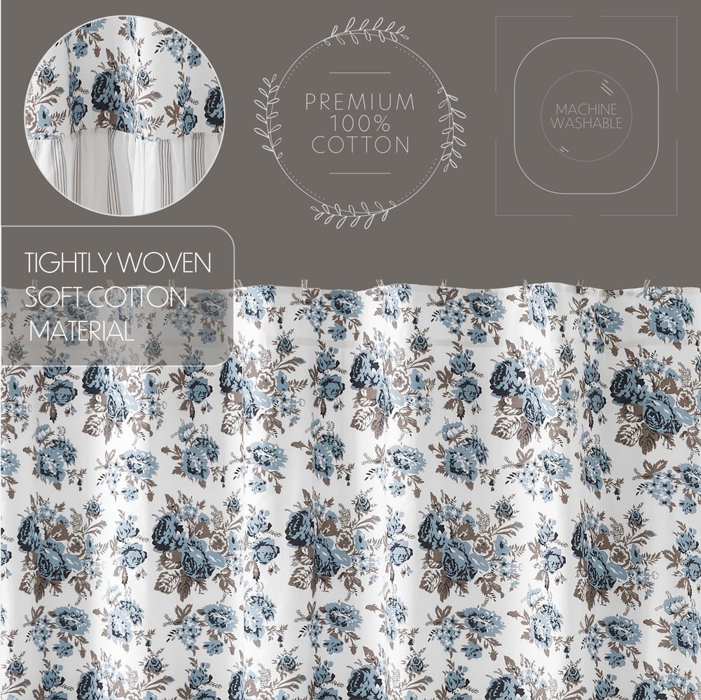 Annie Blue Floral Ruffled Shower Curtain - Thumbnail 5