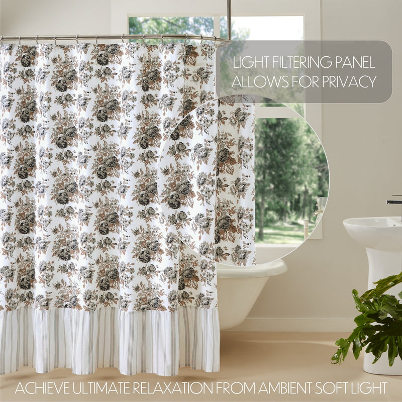 Annie Portabella Floral Ruffled Shower Curtain 