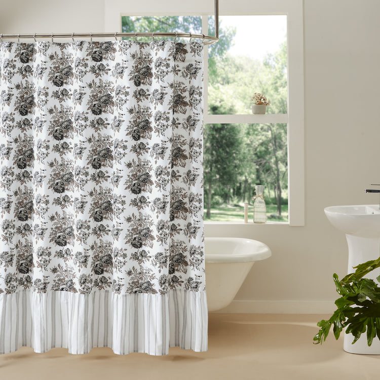 Annie Portabella Floral Ruffled Shower Curtain 
