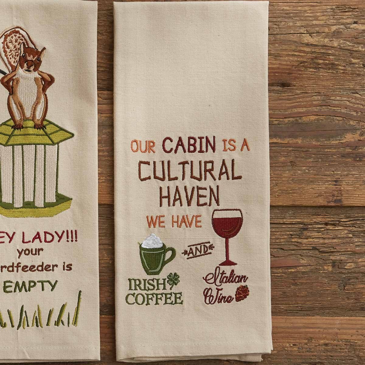 Our Cabin Embroidered Kitchen Dish Towel Set - Thumbnail 3