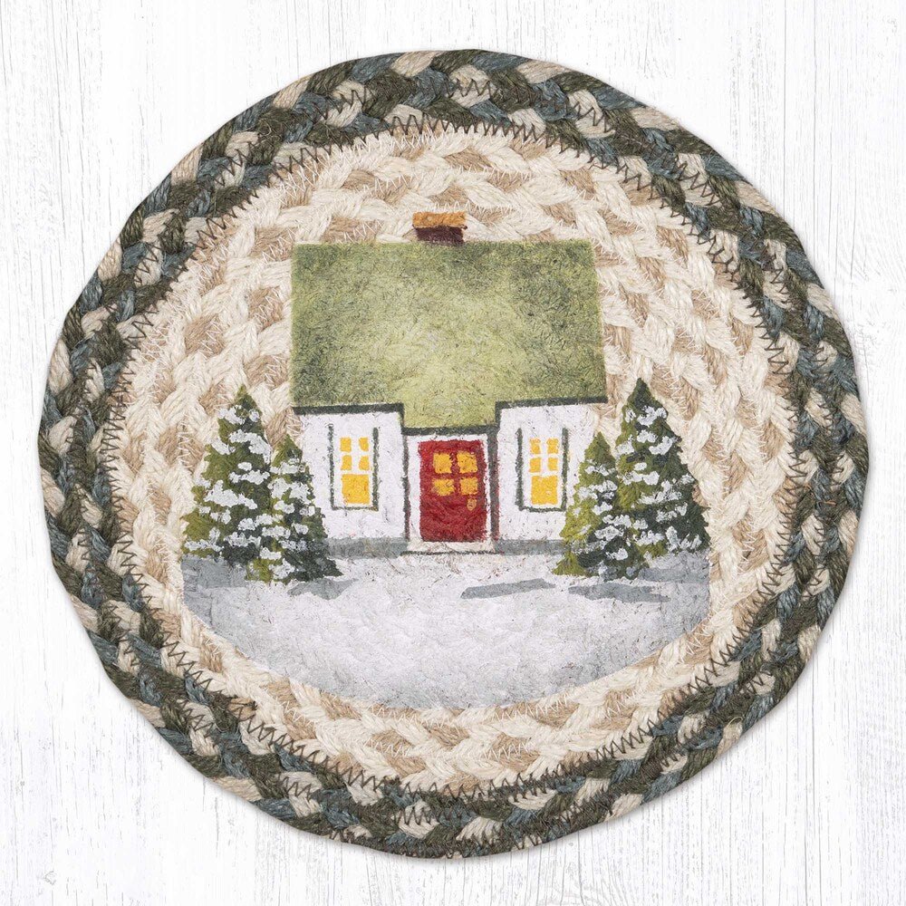 Holiday Village 2 Braided Jute Trivet - Ozark Cabin Décor, LLC