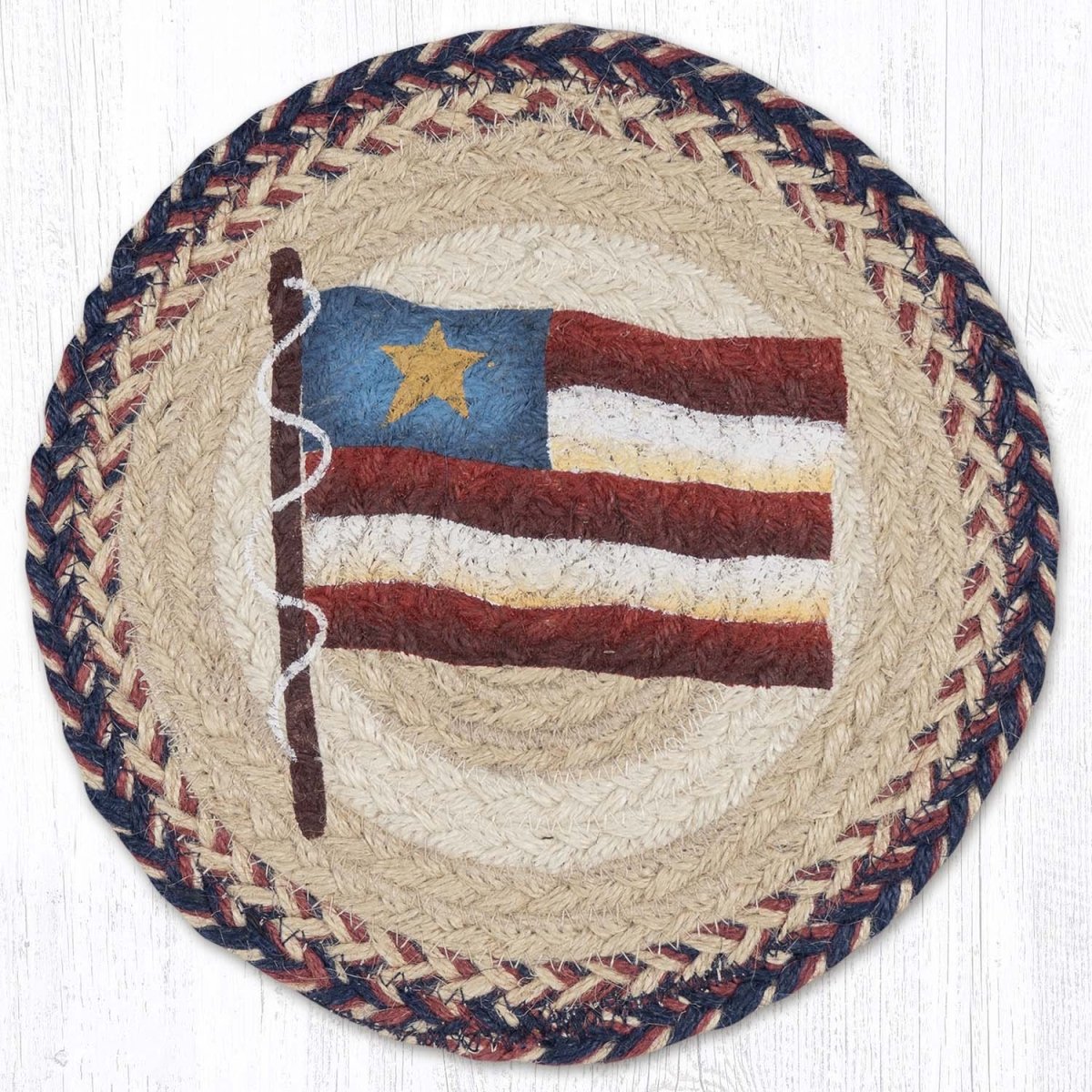 Primitive Star Flag Jute Trivet - Ozark Cabin Décor, LLC