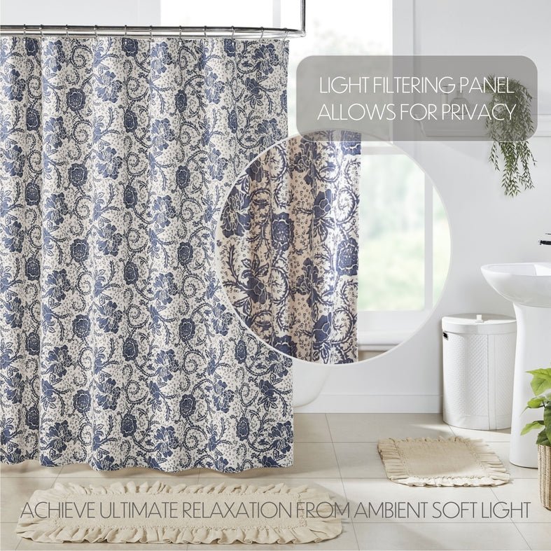 Dorset Navy Floral Shower Curtain - Thumbnail 2