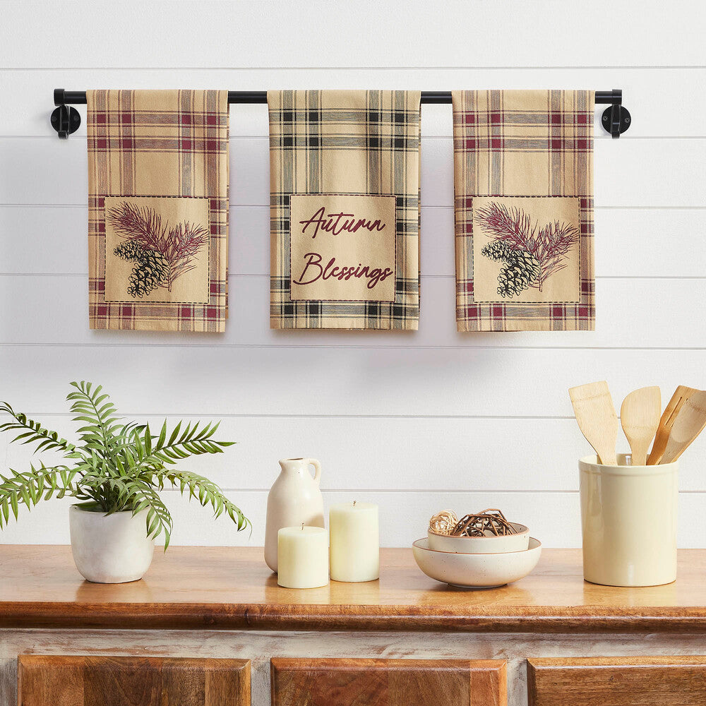 Connell Pinecone Plaid Tea Towel Set - Thumbnail 3