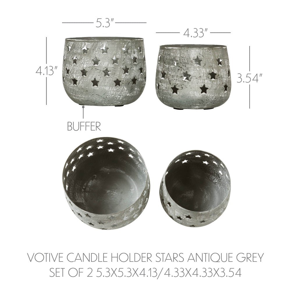 Votive Candle Holder Stars - Antique Grey Set of 2 - Thumbnail 3