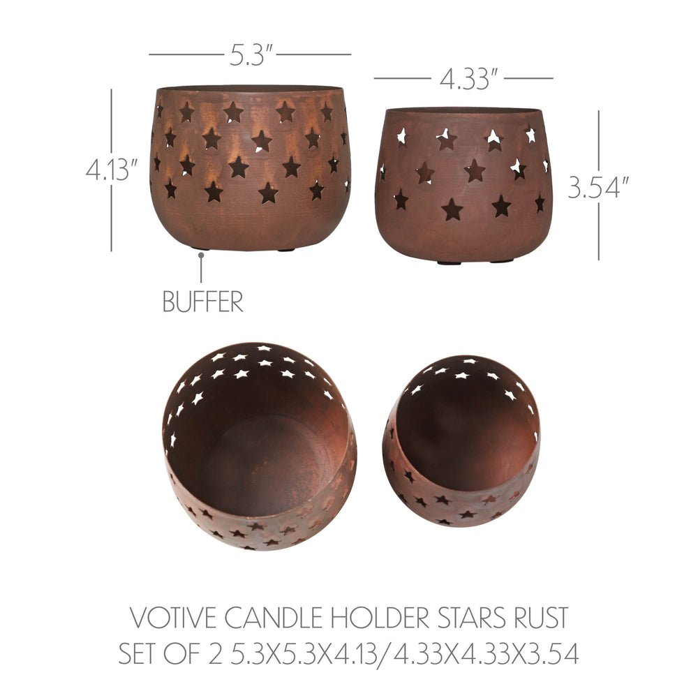 Votive Candle Holder Stars - Rust Set of 2 - Thumbnail 3