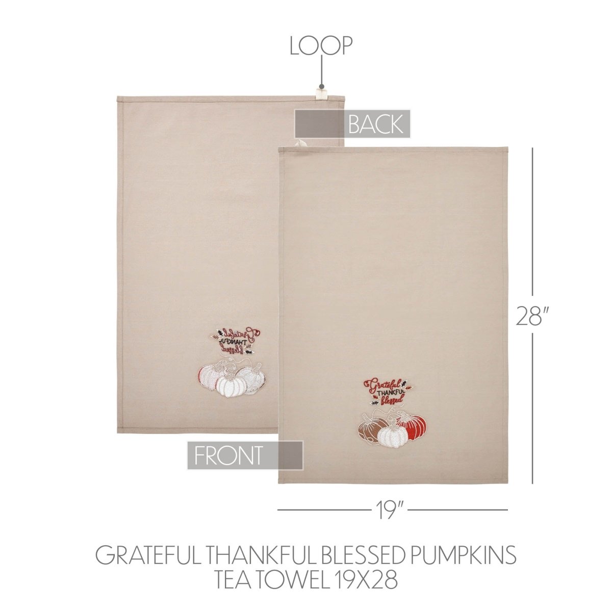 Grateful Thankful Blessed Pumpkins Tea Towel - Thumbnail 3