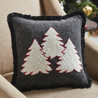 3 Christmas Trees Black Woven Pillow - Ozark Cabin Décor, LLC