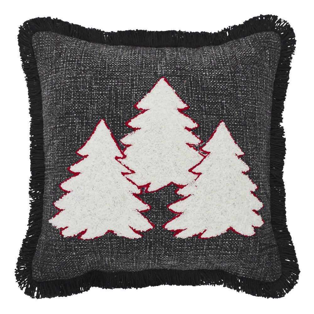 3 Christmas Trees Black Woven Pillow - Ozark Cabin Décor, LLC