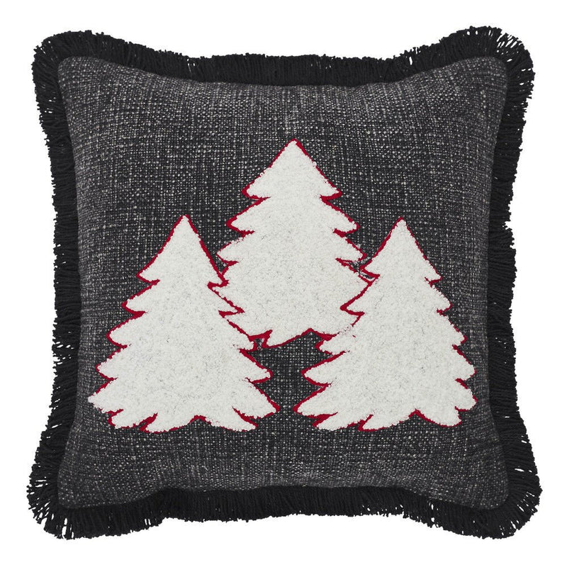 3 Christmas Trees Black Woven Pillow - Ozark Cabin Décor, LLC