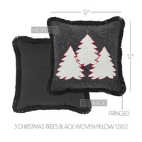 3 Christmas Trees Black Woven Pillow - Ozark Cabin Décor, LLC