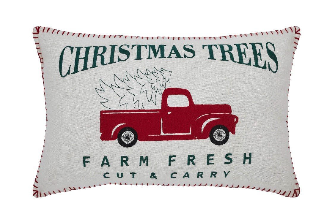 Farm Fresh Red Truck Christmas Pillow - Thumbnail 2