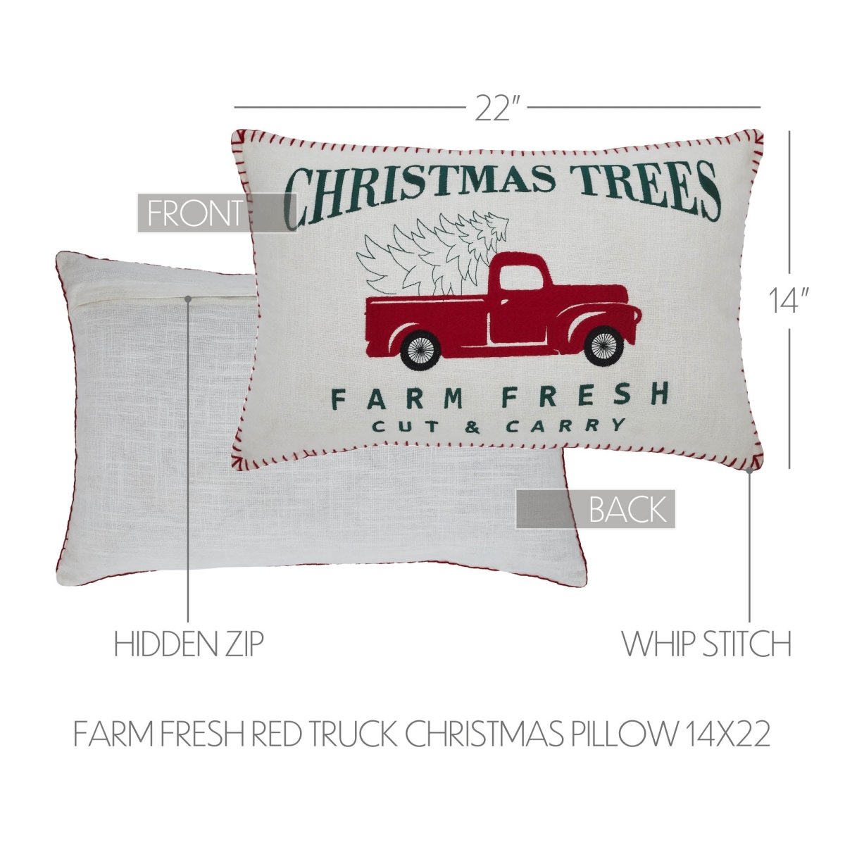 Farm Fresh Red Truck Christmas Pillow - Thumbnail 3