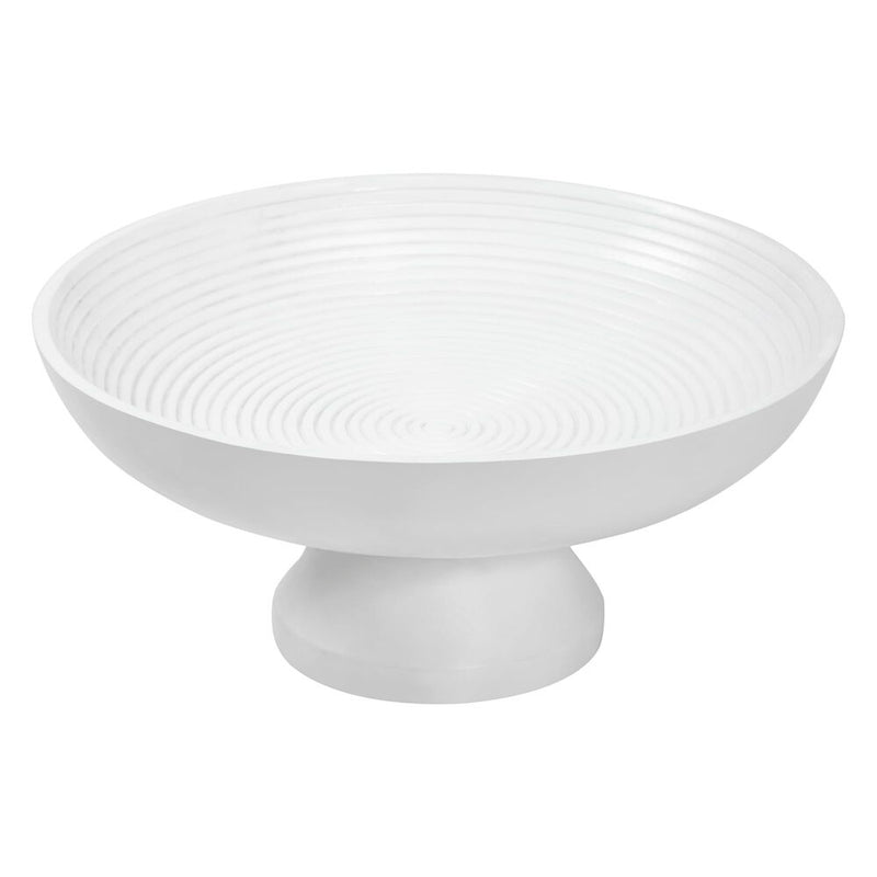 Ribbed White Wooden Bowl - Ozark Cabin Décor, LLC