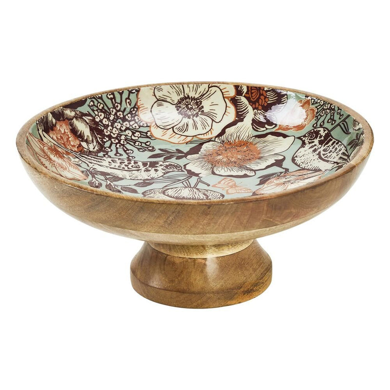 Natural with Bird Print Wooden Bowl - Ozark Cabin Décor, LLC