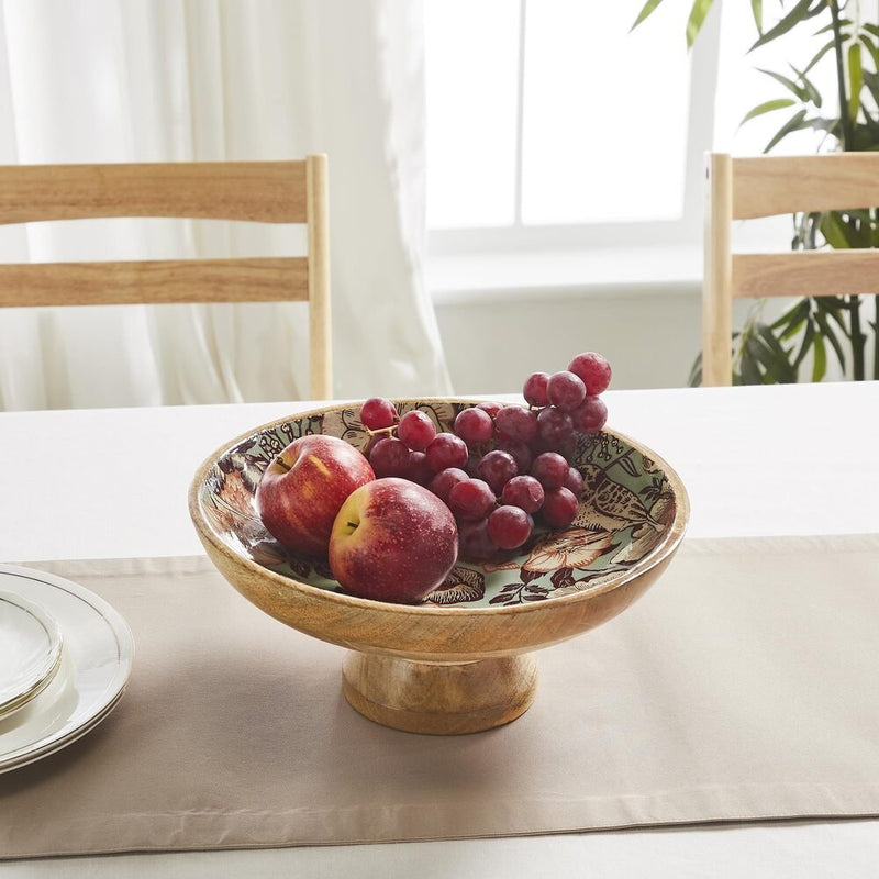 Natural with Bird Print Wooden Bowl - Ozark Cabin Décor, LLC