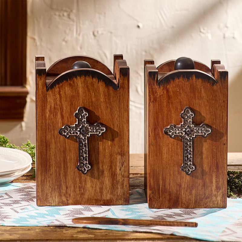 Mission Cross Mango Wood Small Canister