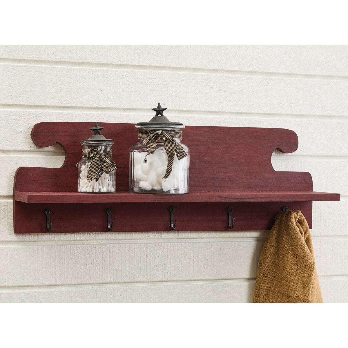 Cozy Farmhouse Shelf with Hooks - Ozark Cabin Décor, LLC
