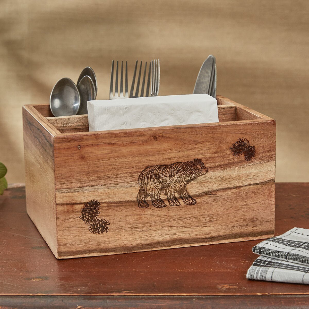 Rustic Wood Utensil Caddy - Thumbnail 2