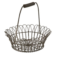 Scalloped Wire Edge Basket w/Handle - Ozark Cabin Décor, LLC