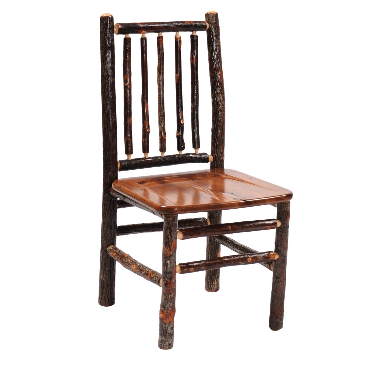 Fireside Lodge Hickory Spoke Back Wooden Seat Side Chair - Thumbnail 3