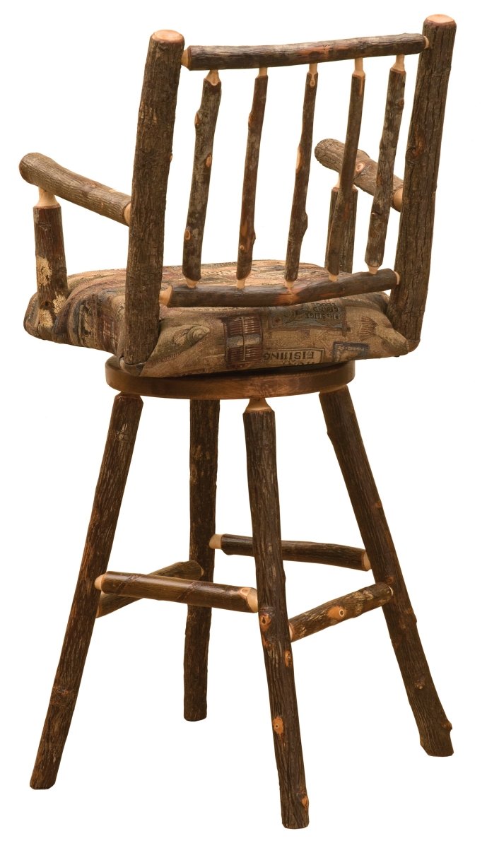 Hickory Log 24" Swivel Barstool w/Arms - Thumbnail 5