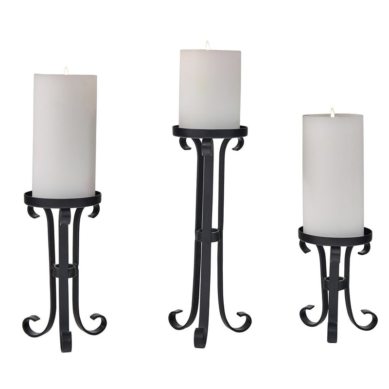 Scroll Pillar Candle Holders - Set of 3 - Ozark Cabin Décor, LLC