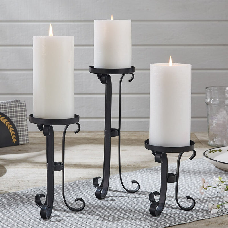 Scroll Pillar Candle Holders - Set of 3 - Ozark Cabin Décor, LLC
