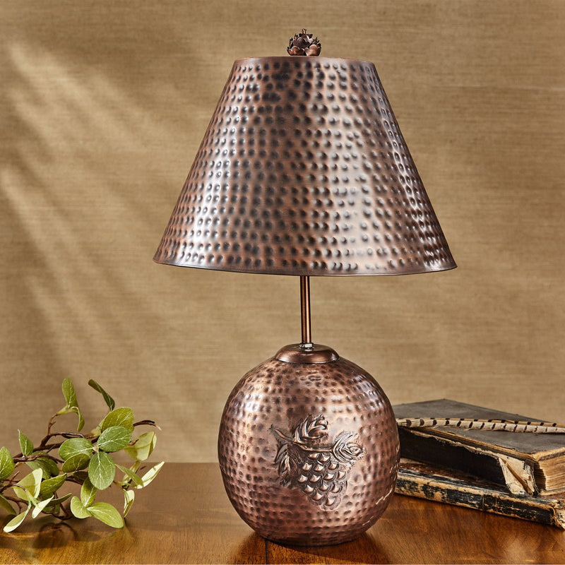 Valley Pine Hammered Copper Lamp w/Shade - Ozark Cabin Décor, LLC