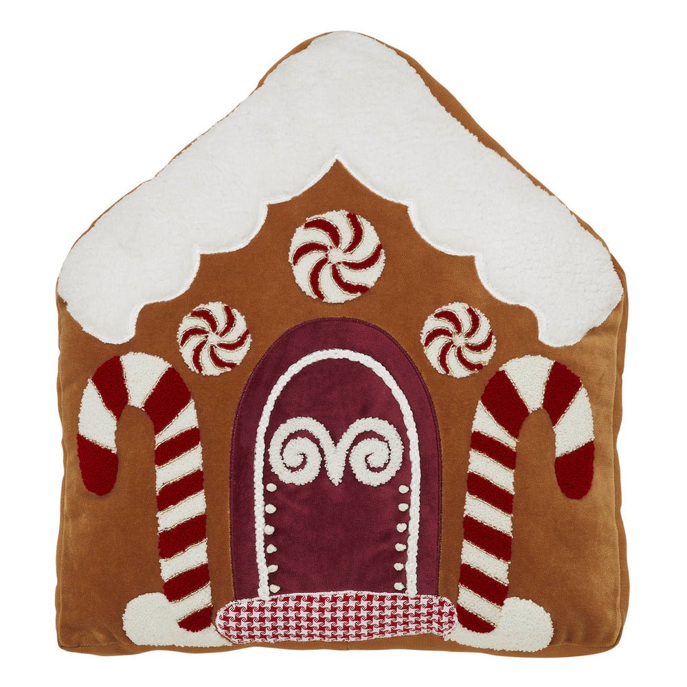 Gingerbread House Embroidered Velvet Pillow - Ozark Cabin Décor, LLC