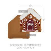 Gingerbread House Embroidered Velvet Pillow - Ozark Cabin Décor, LLC