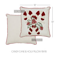 Candy Cane & Holly Throw Pillow - Ozark Cabin Décor, LLC