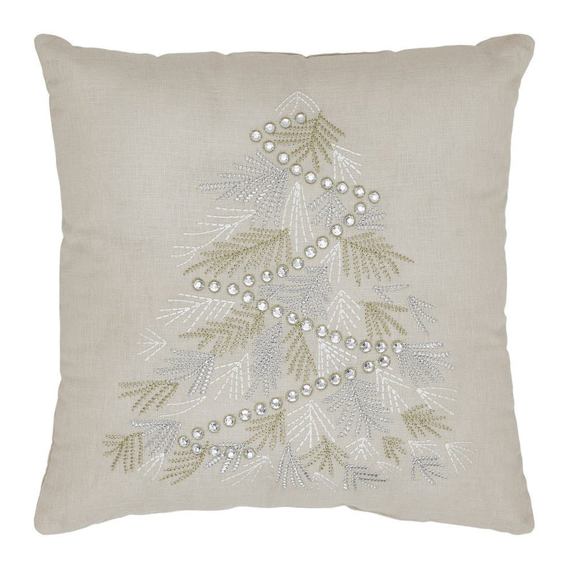 Silver and Gold Pine Tree Embroidered Pillow - Ozark Cabin Décor, LLC