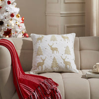 Golden Deer & Pine Embroidered Pillow - Ozark Cabin Décor, LLC