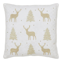 Golden Deer & Pine Embroidered Pillow - Ozark Cabin Décor, LLC