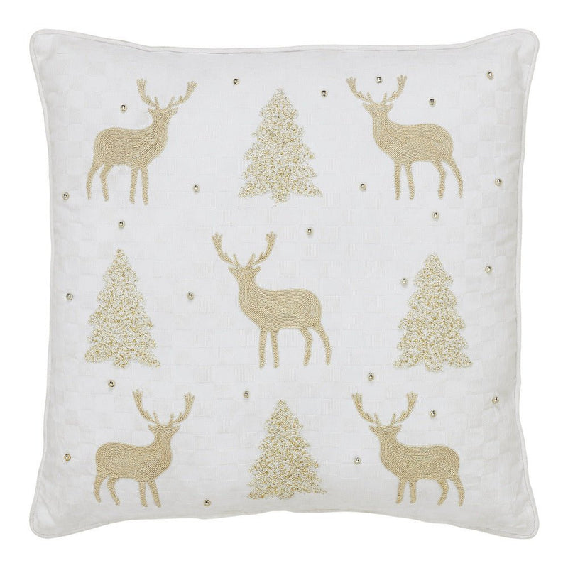 Golden Deer & Pine Embroidered Pillow - Ozark Cabin Décor, LLC