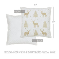Golden Deer & Pine Embroidered Pillow - Ozark Cabin Décor, LLC